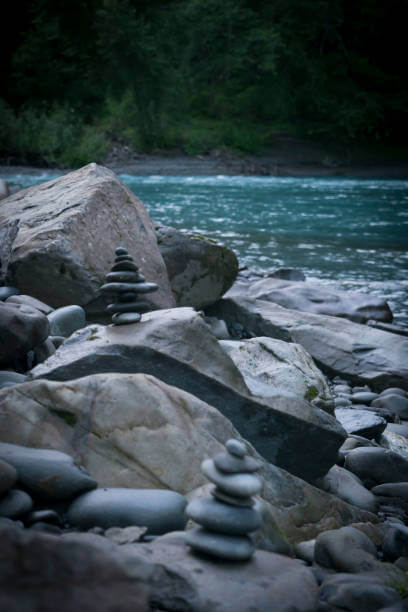 Rock towers at river